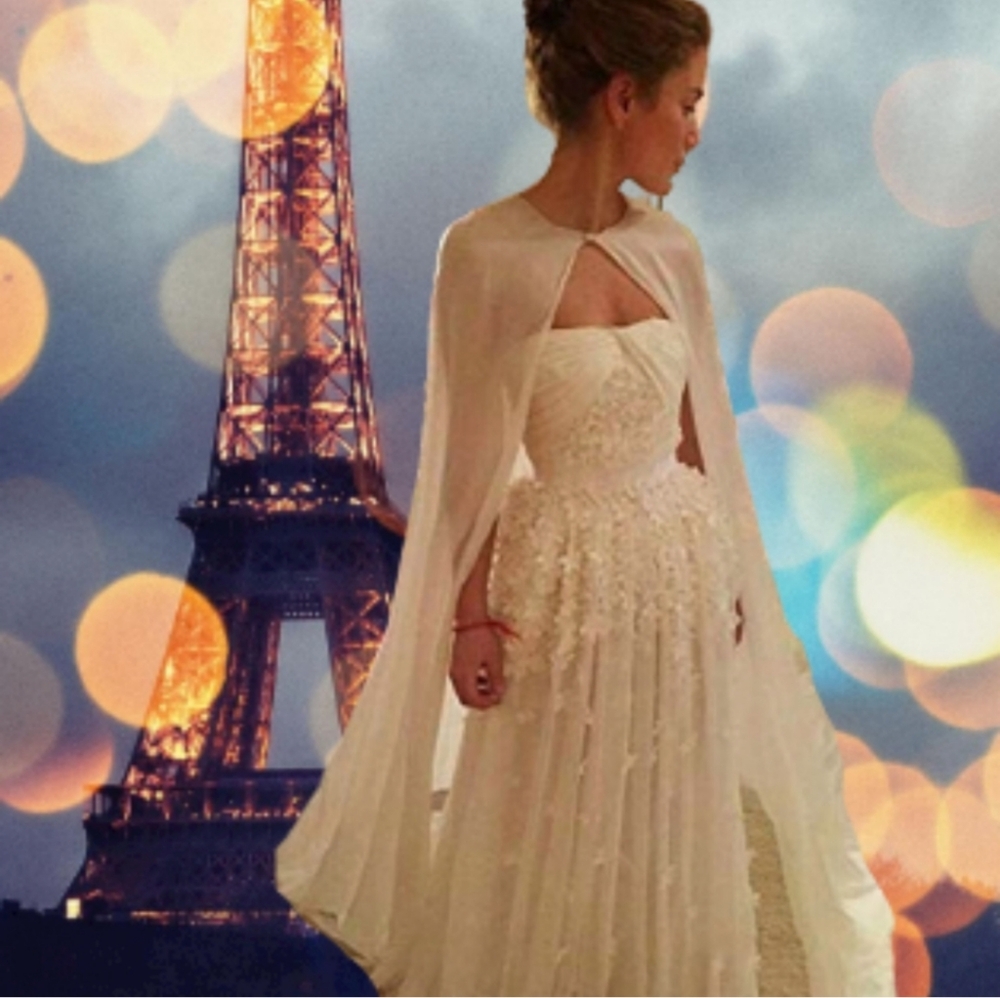 🆕Chiffon ivory Bridal Cape
